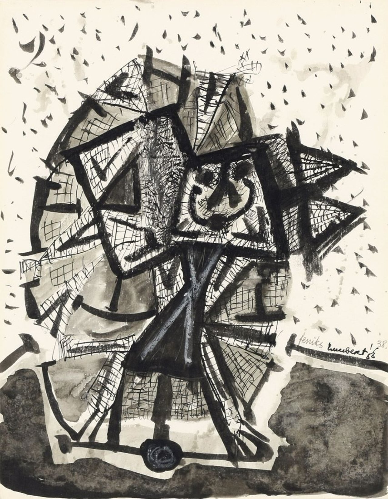 Auf diesem Bild ist das folgende Kunstwerk zu sehen:  Lucebert. Feniks. 1956.