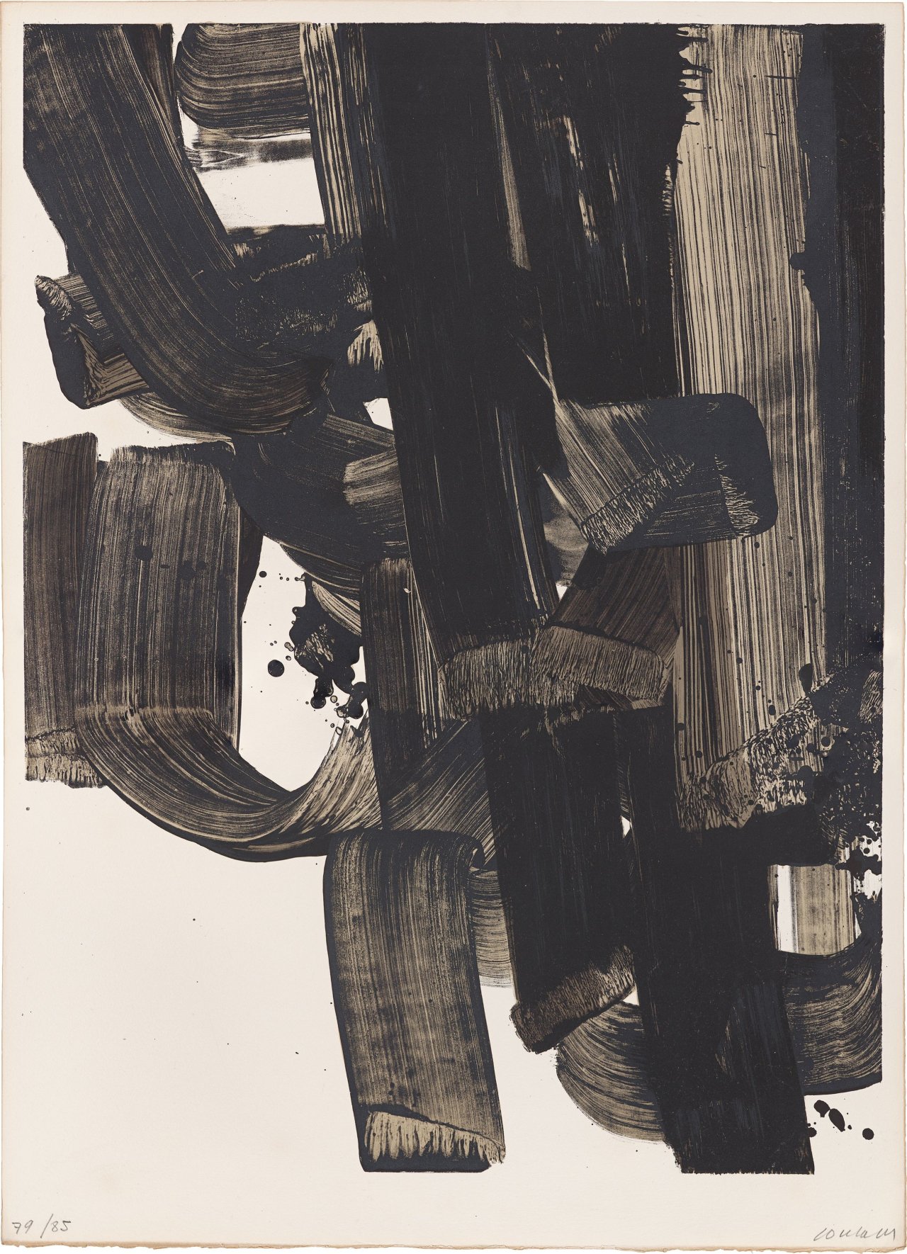 Auf diesem Bild ist das folgende Kunstwerk zu sehen: Pierre Soulages. „Lithographie No. 20a“. 1969.