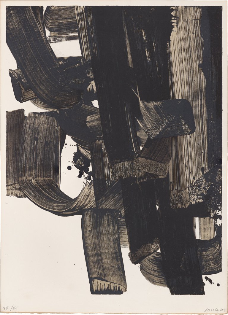 Auf diesem Bild ist das folgende Kunstwerk zu sehen: Pierre Soulages. „Lithographie No. 20a“. 1969.