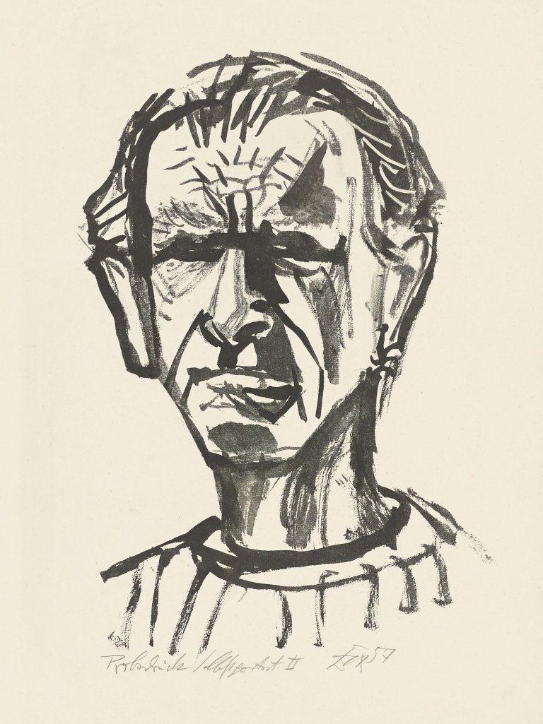 Auf diesem Bild ist das folgende Kunstwerk zu sehen: Otto Dix. „Selbstportrait II“. 1957.