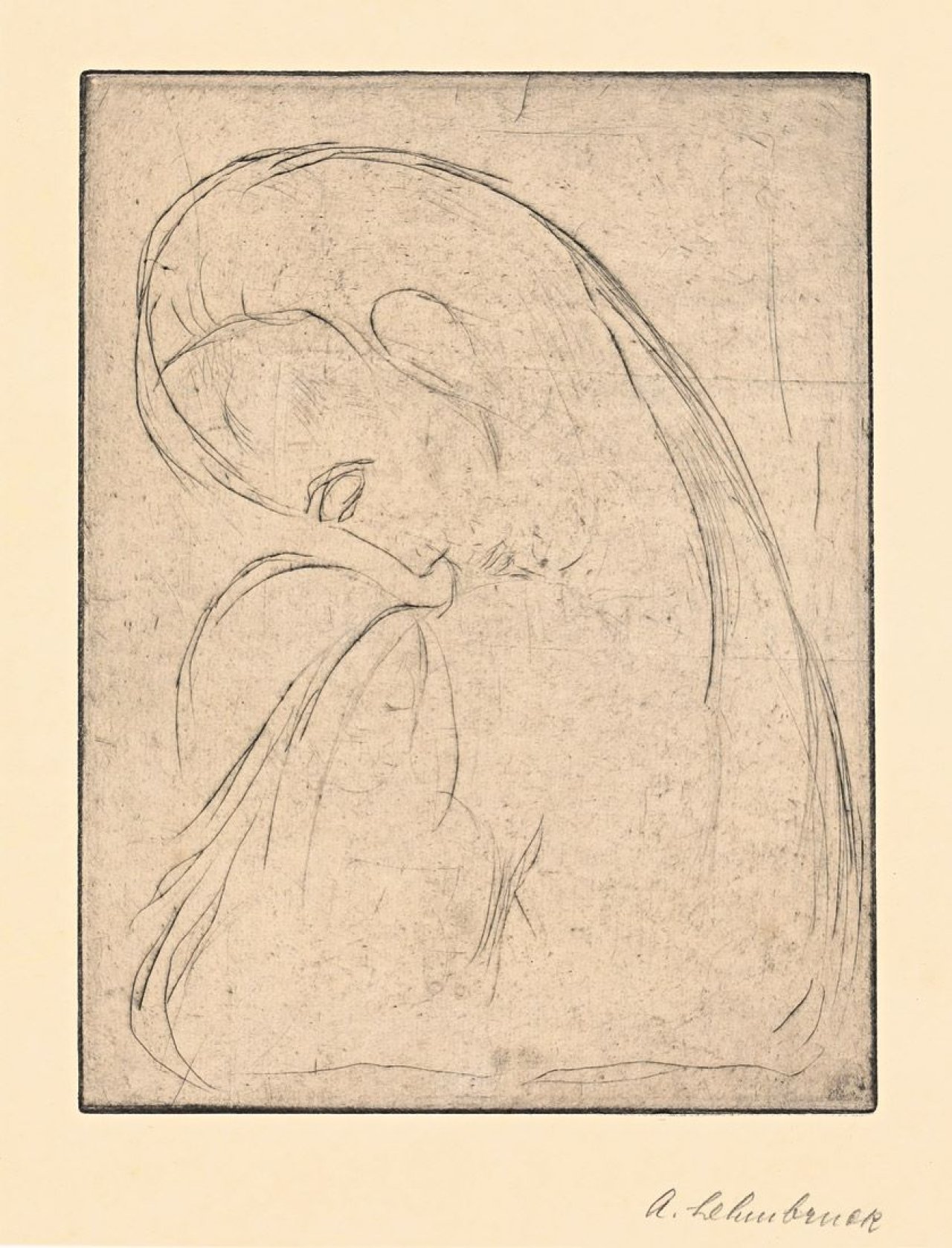 Auf diesem Bild ist das folgende Kunstwerk zu sehen: Wilhelm Lehmbruck. „Mutter und Kind (Vision II)“. 1913.