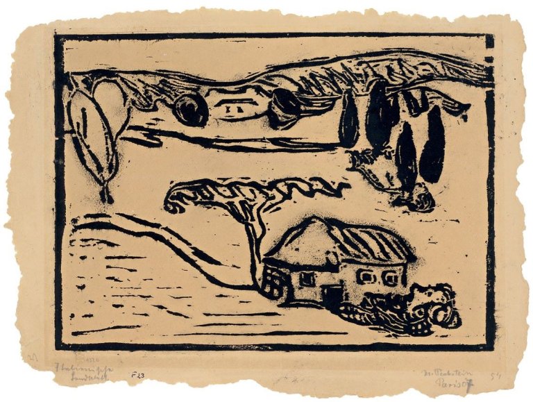 Auf diesem Bild ist das folgende Kunstwerk zu sehen: Max Pechstein. „Italienische Landschaft“. 1907.