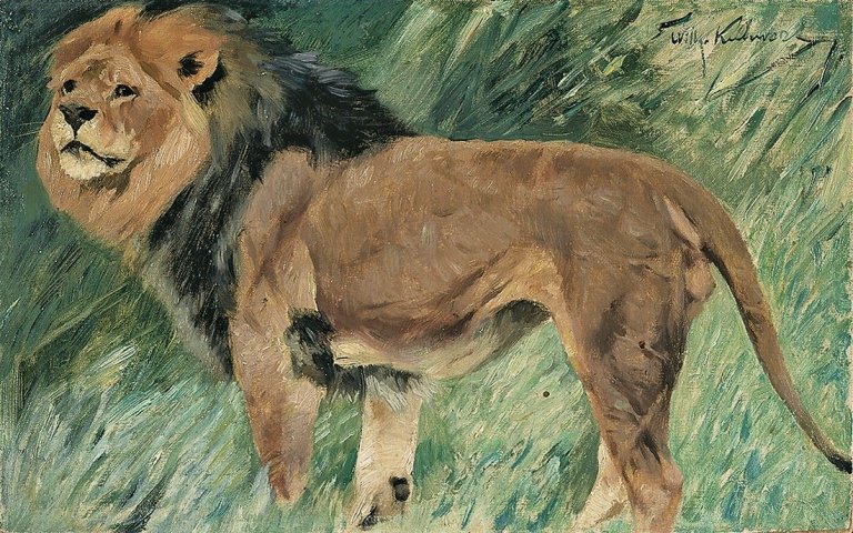 Auf diesem Bild ist das folgende Kunstwerk zu sehen: Wilhelm Kuhnert. Löwe.
