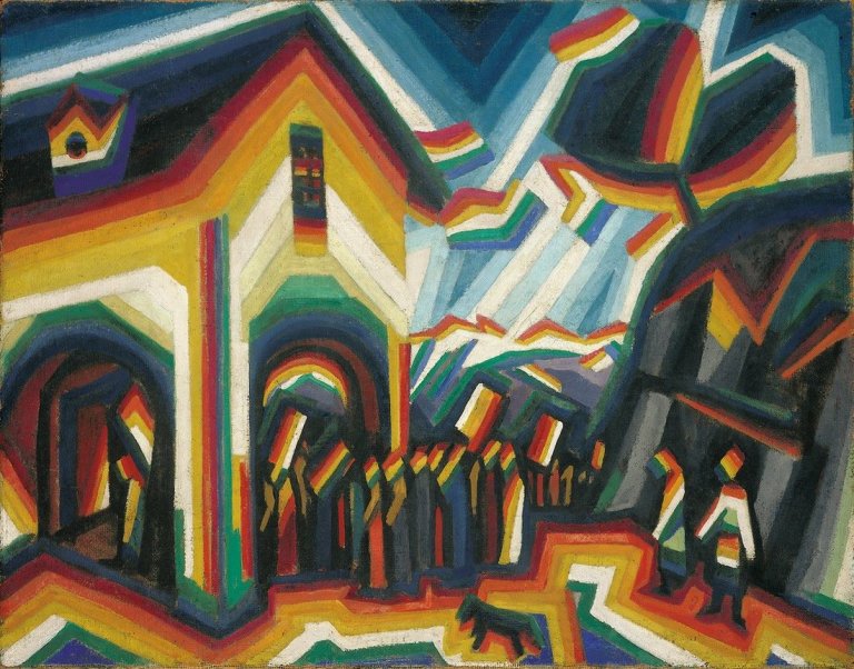 Auf diesem Bild ist das folgende Kunstwerk zu sehen: Arthur Segal. „Umzug“. Um 1921.