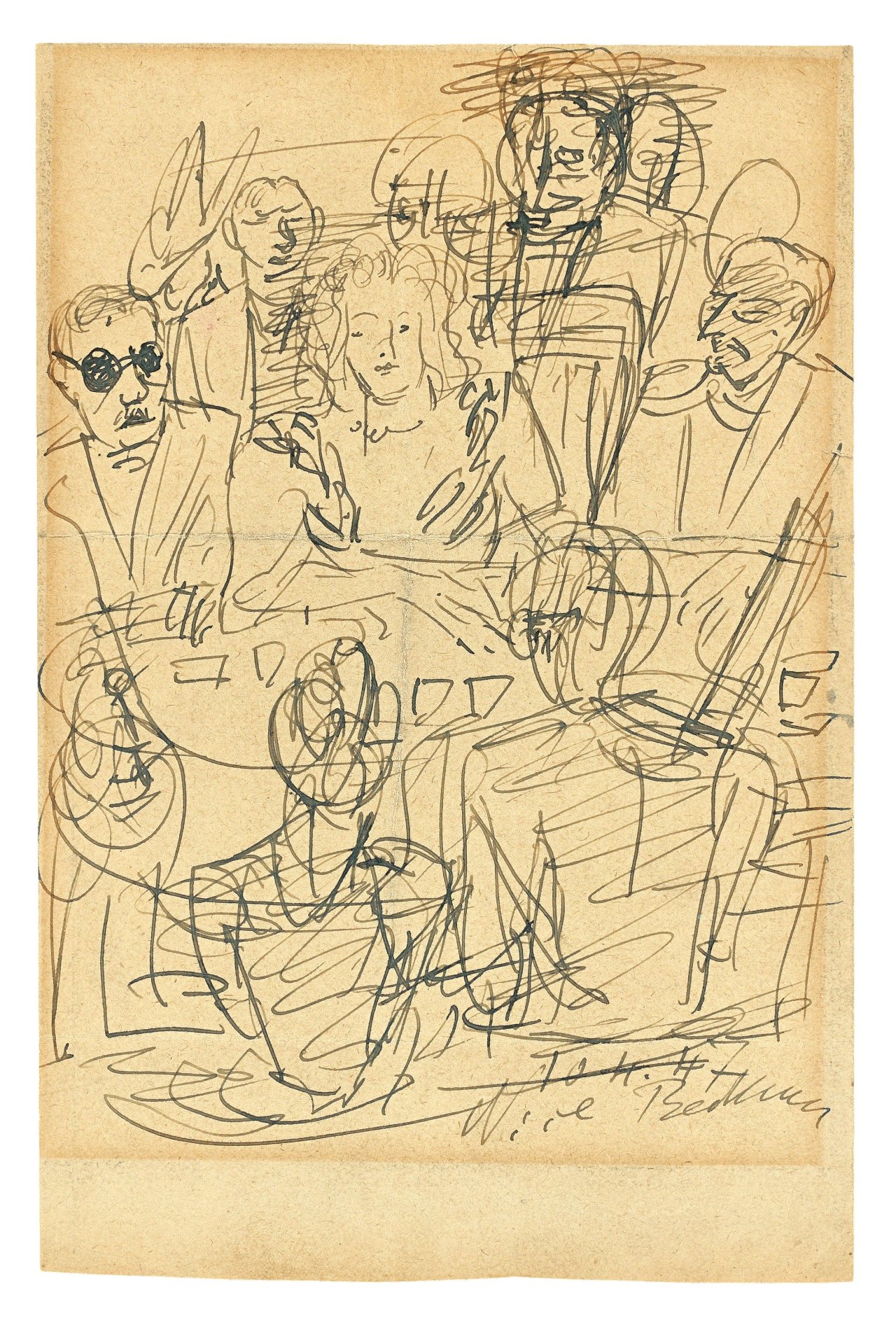 Auf diesem Bild ist das folgende Kunstwerk zu sehen: Max Beckmann. „Skizze zu dem Gemälde „Baccarat““. 1947.