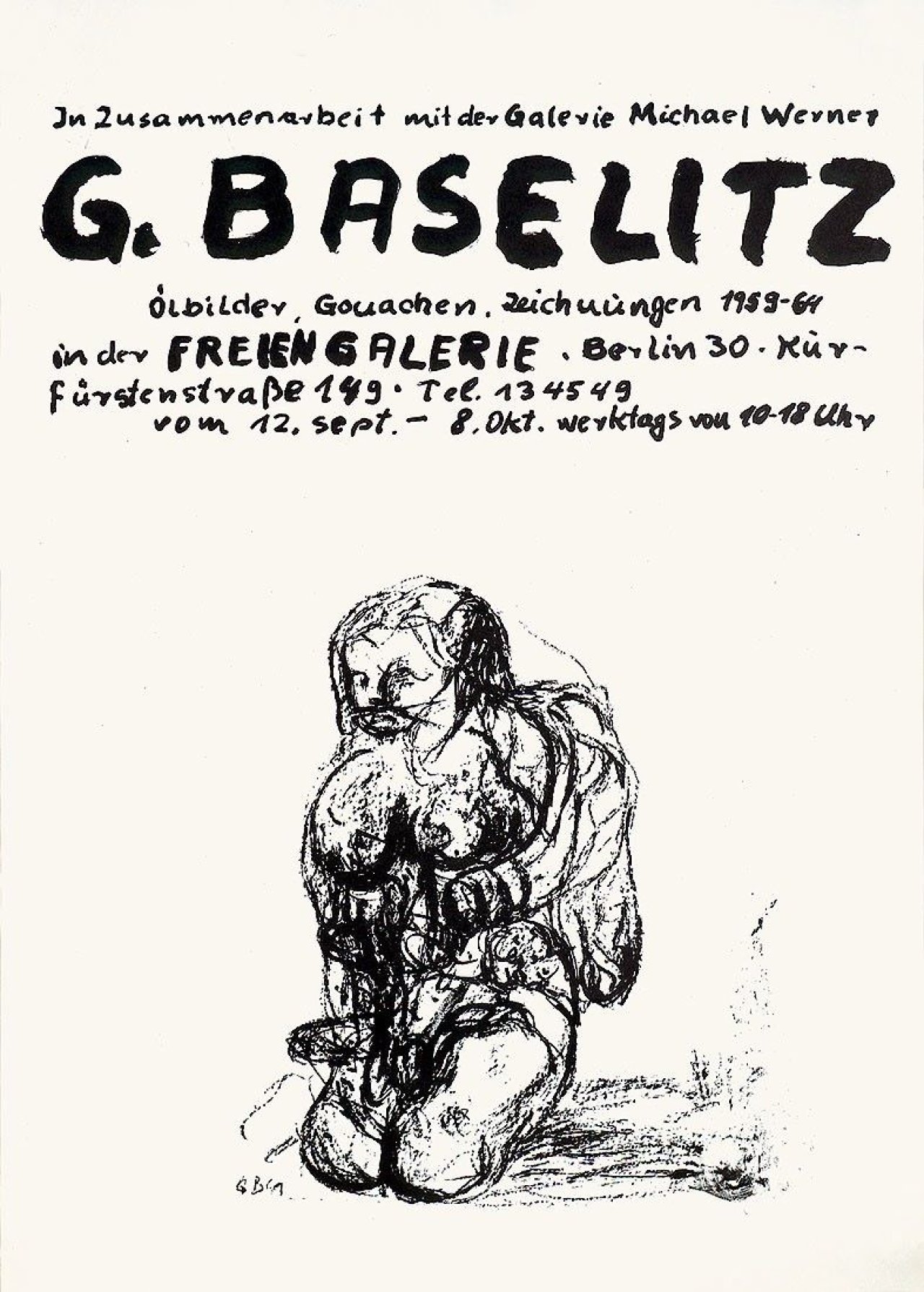 Auf diesem Bild ist das folgende Kunstwerk zu sehen: Georg Baselitz. „G. Baselitz“. 1964.