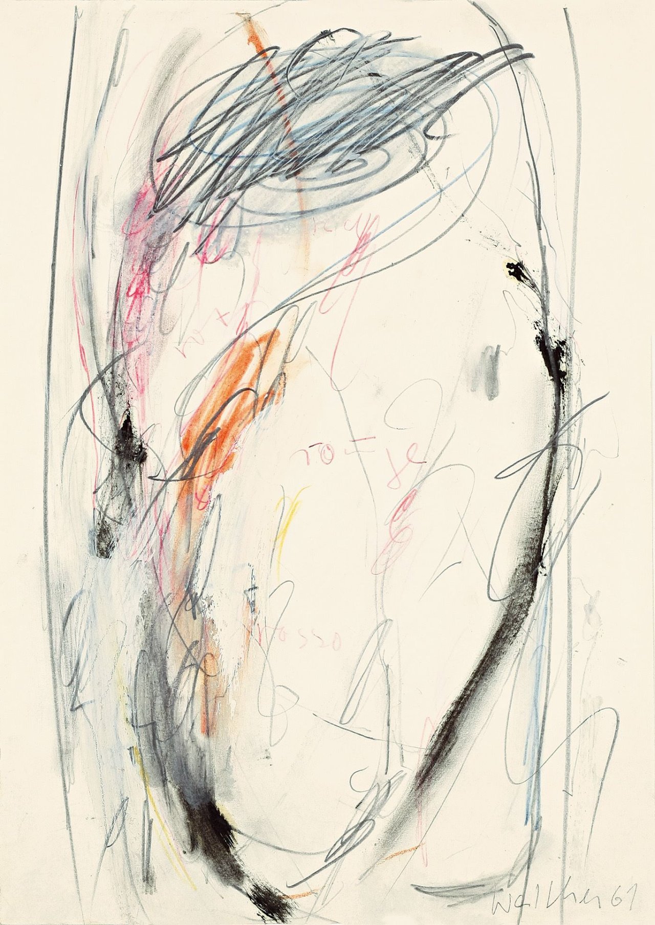 Auf diesem Bild ist das folgende Kunstwerk zu sehen: Franz Erhard Walther. Kritzelzeichnung. 1961.