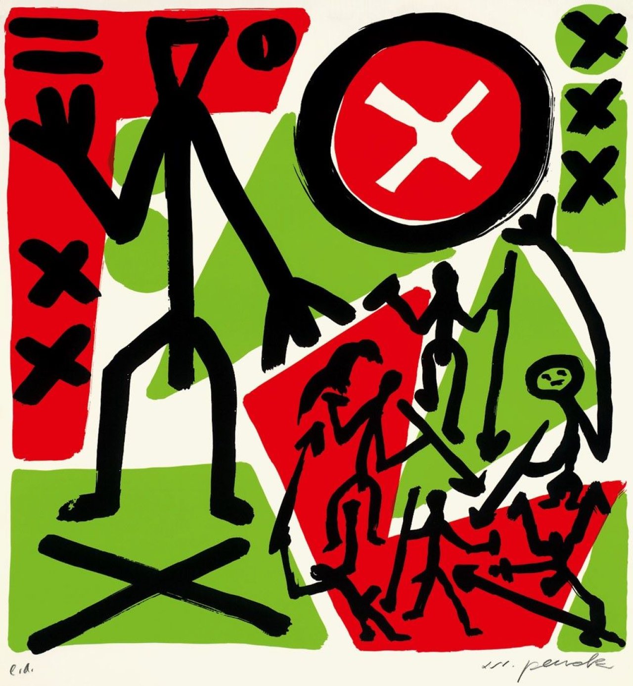 Auf diesem Bild ist das folgende Kunstwerk zu sehen: A.R. Penck. „So viel Anfang war nie“. 1990.