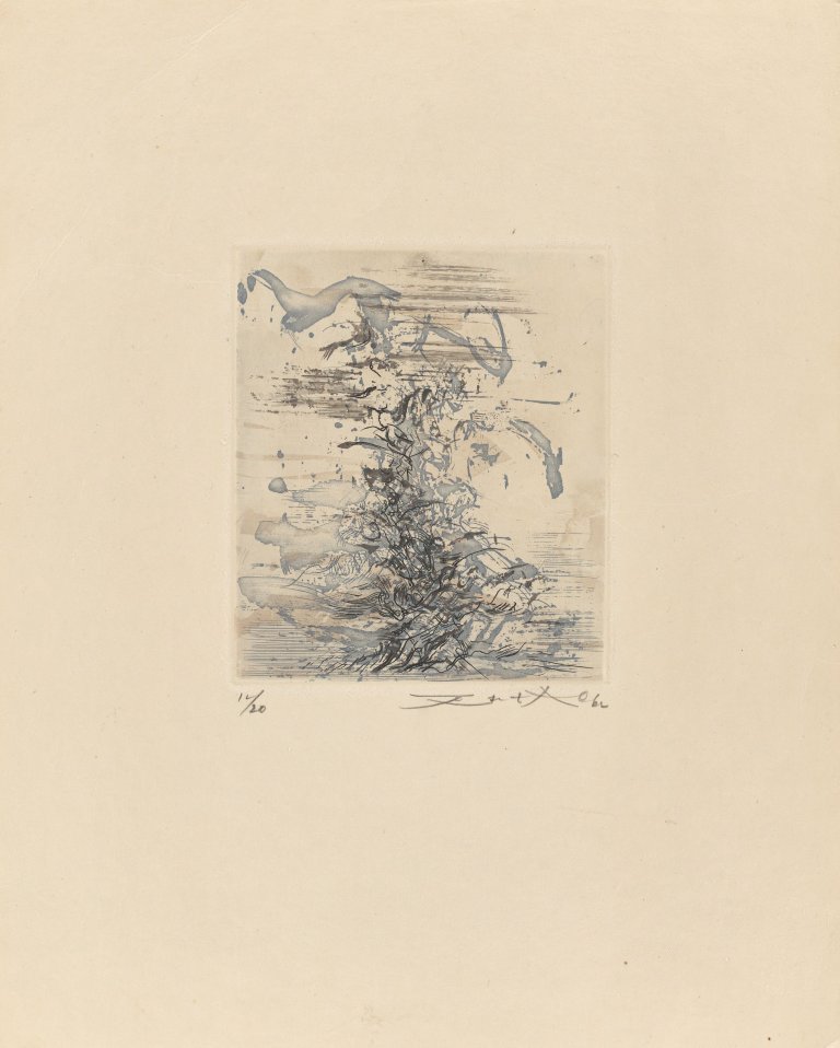 Auf diesem Bild ist das folgende Kunstwerk zu sehen:  Zao Wou-Ki. Aus: „Les terrasses de jade“. 1962.