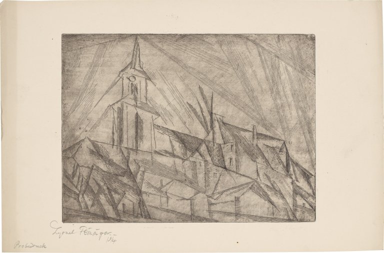 Auf diesem Bild ist das folgende Kunstwerk zu sehen: Lyonel Feininger. „Teltow I“. 1914.