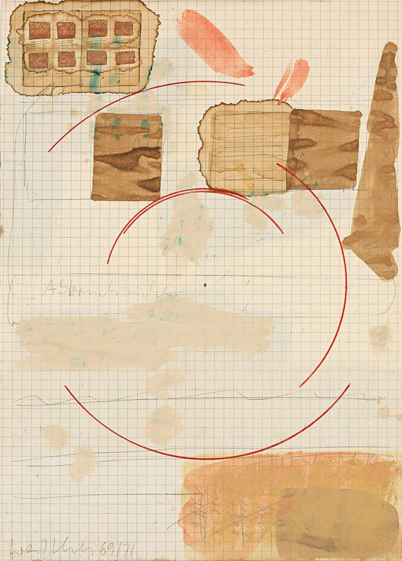 Auf diesem Bild ist das folgende Kunstwerk zu sehen: Franz Erhard Walther. Werkzeichnung (Abbruchzeichen). 1969/71.