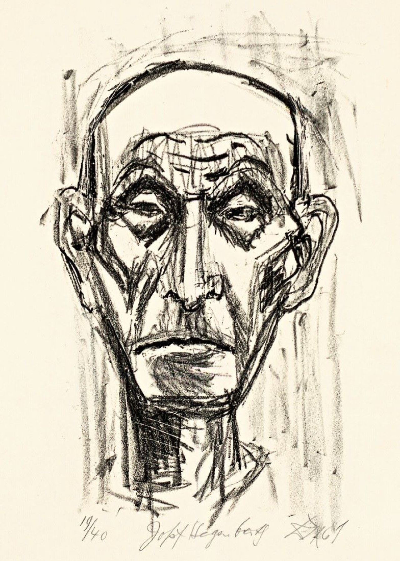 Auf diesem Bild ist das folgende Kunstwerk zu sehen: Otto Dix. „Josef Hegenbarth I (von vorn)“. 1961.