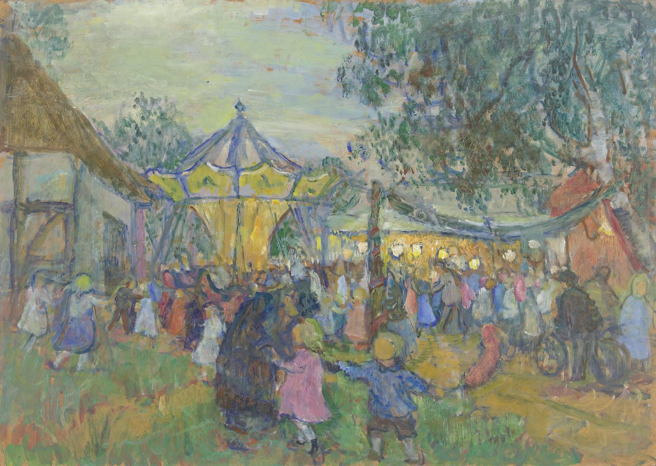 Auf diesem Bild ist das folgende Kunstwerk zu sehen: Lisel Oppel. Jahrmarkt. Wohl 1950er-Jahre.