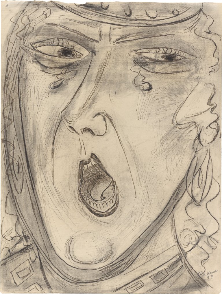Auf diesem Bild ist das folgende Kunstwerk zu sehen: Max Beckmann. „Schreiende Kriemhild“. 1949.