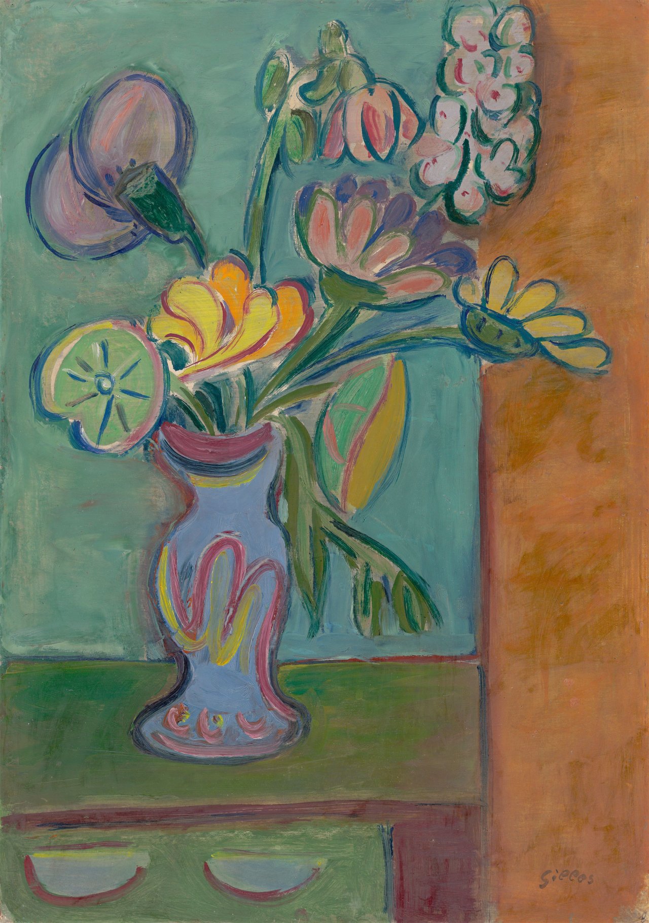 This picture shows the following artwork: Werner Gilles. Flower still life. Circa 1940.