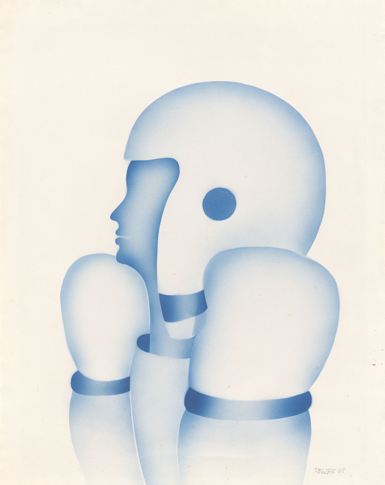 This picture shows the following artwork: Werner Matthias Pelzer. Behelmt. 1968.
