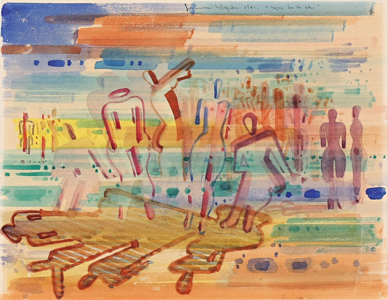 This picture shows the following artwork: Johannes Molzahn. „Sighs in the sky“. 1941.
