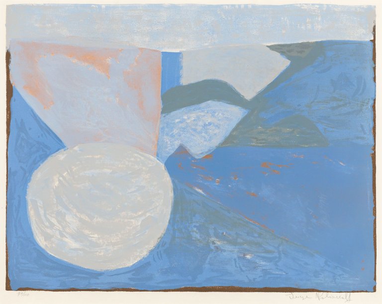 Auf diesem Bild ist das folgende Kunstwerk zu sehen: Serge Poliakoff. „Komposition in Blau“. 1959.