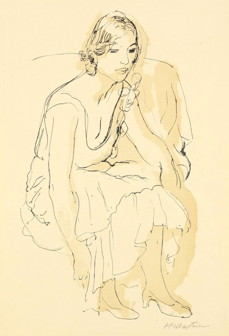 Auf diesem Bild ist das folgende Kunstwerk zu sehen: Max Pechstein. „Wartende“. 1946.