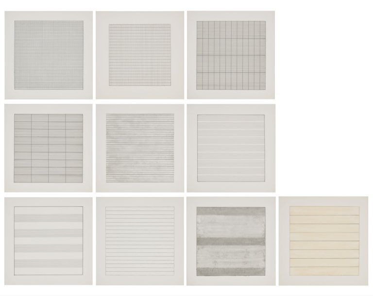 Auf diesem Bild ist das folgende Kunstwerk zu sehen: Agnes Martin. „Agnes Martin - Paintings and Drawings 1974-1990“. 1991.