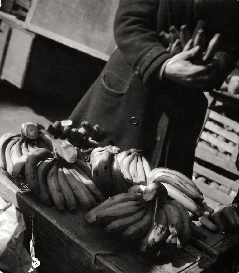 Auf diesem Bild ist das folgende Kunstwerk zu sehen: Eva  Besnyö. Ohne Titel (Bananenverkäufer). 1931.
