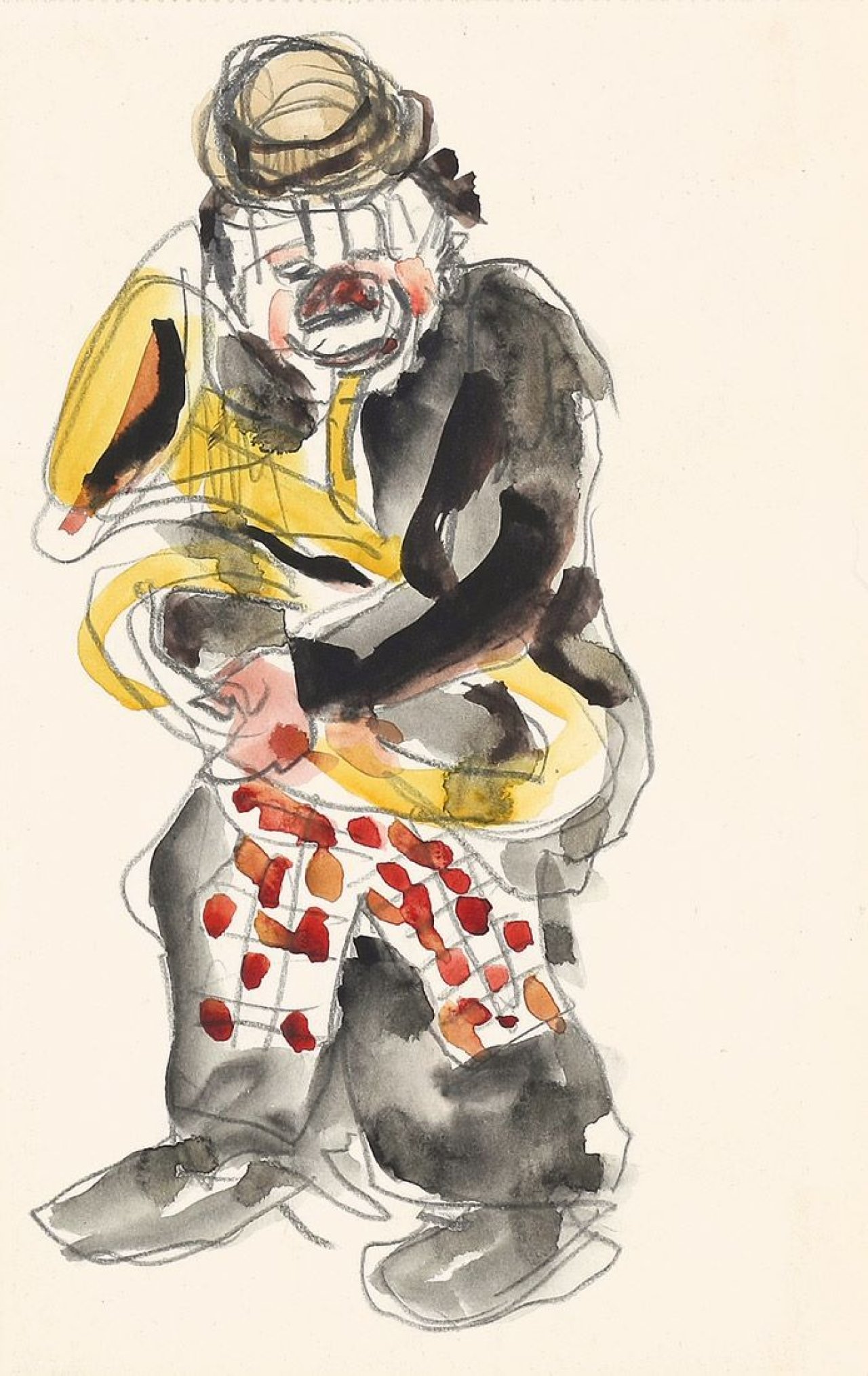 Auf diesem Bild ist das folgende Kunstwerk zu sehen: Georg Tappert. Clown mit Trompete. 1920er Jahre.