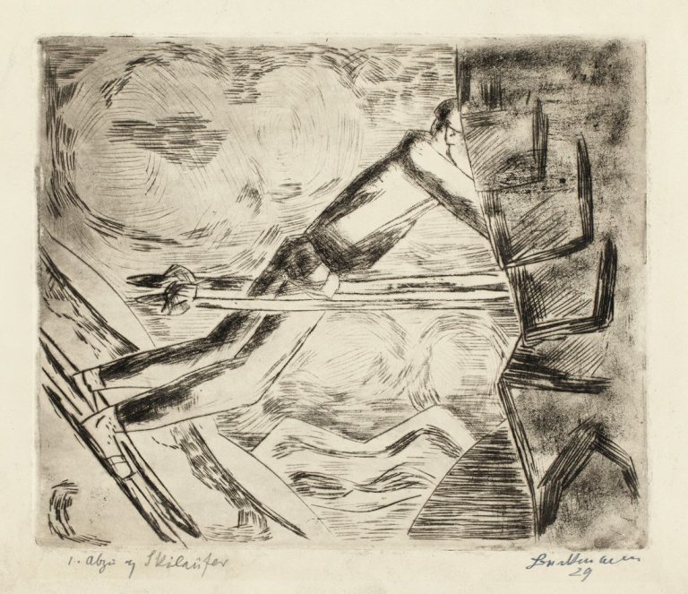 Auf diesem Bild ist das folgende Kunstwerk zu sehen: Max Beckmann. „Skiläufer“. 1929.