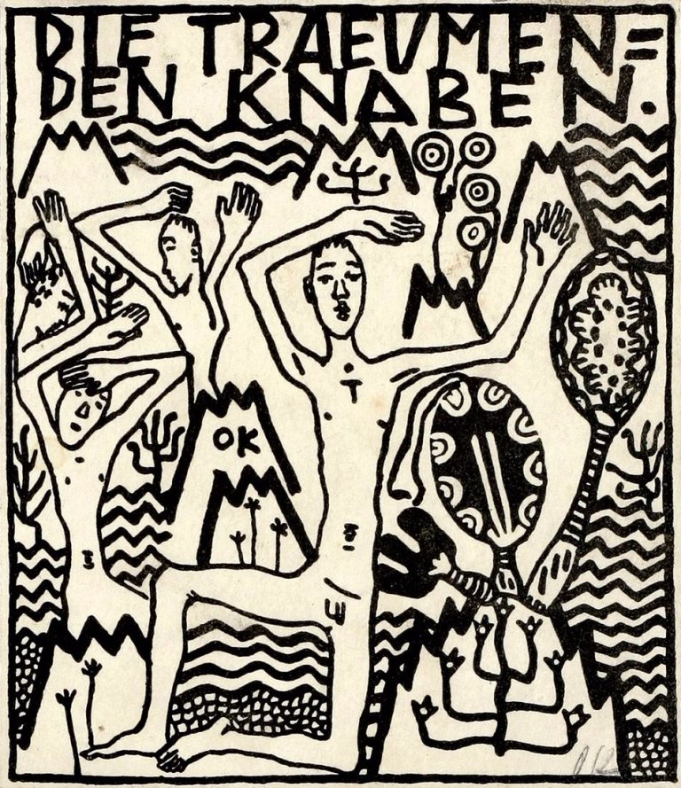 Auf diesem Bild ist das folgende Kunstwerk zu sehen: Oskar Kokoschka. Zu: „Die träumenden Knaben“. 1906/08.