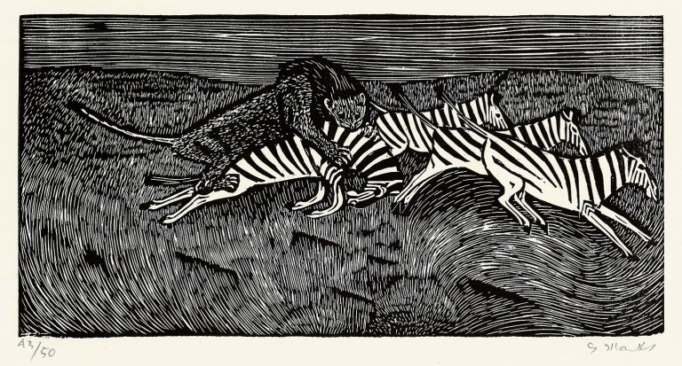 Auf diesem Bild ist das folgende Kunstwerk zu sehen: Gerhard Marcks. „Strauße“/„Löwe und Zebras“/„ Afrikanischer Elefant“. 1970/1956/1956.