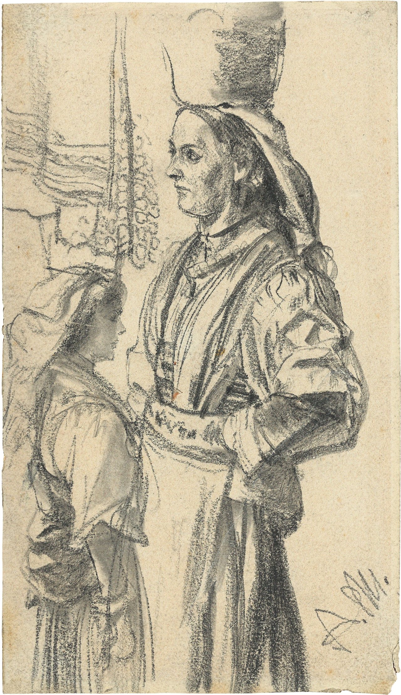 This picture shows the following artwork: Adolph Menzel. Study of an Italian woman. Circa 1881-83.