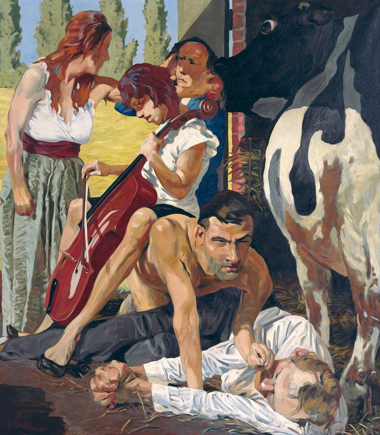 Auf diesem Bild ist das folgende Kunstwerk zu sehen: Johannes Grützke. „Das Lied auf dem Lande“. 1983/84.