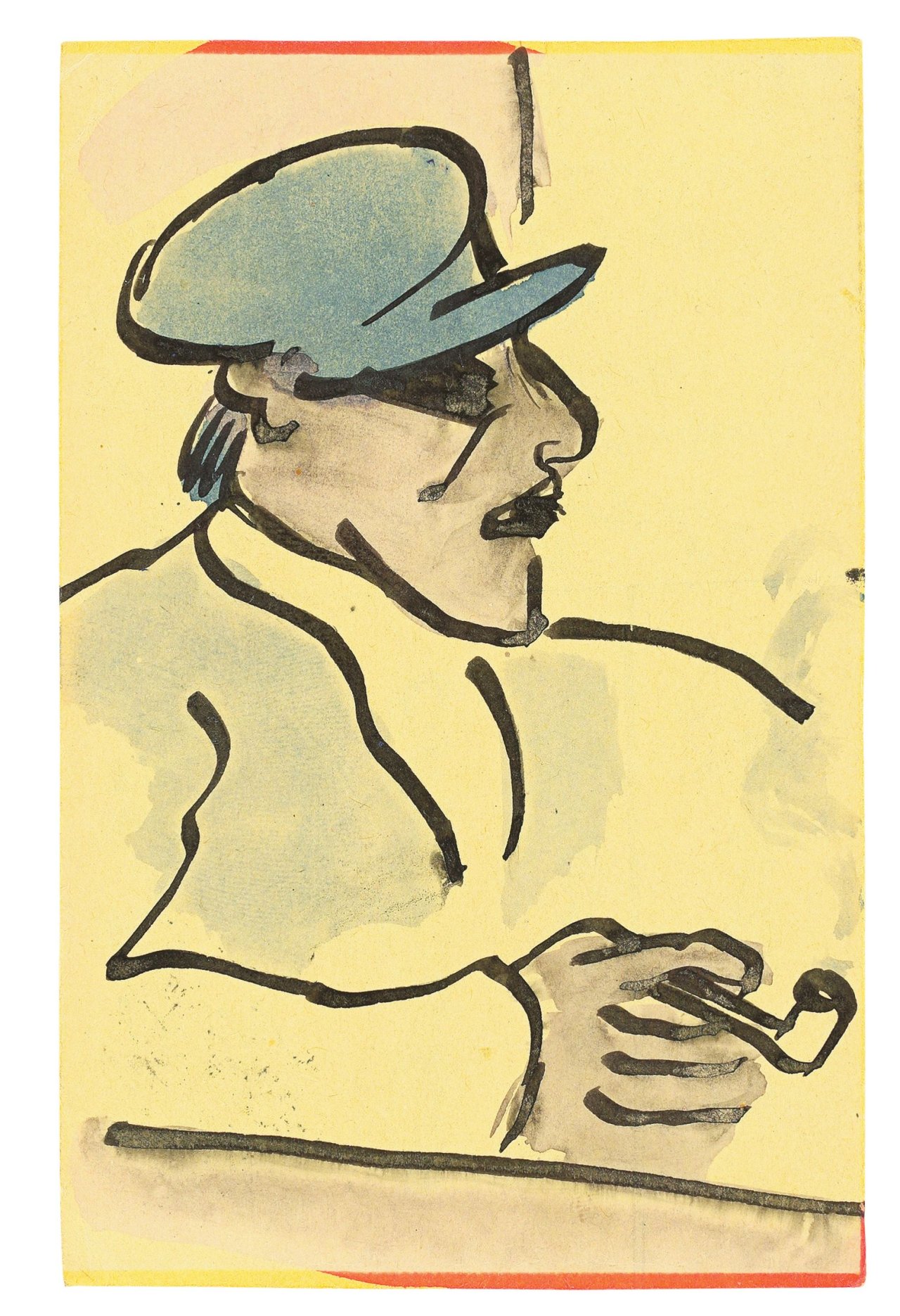 Auf diesem Bild ist das folgende Kunstwerk zu sehen: Max Pechstein. „Fischer mit blauer Mütze und Pfeife“. 1912.