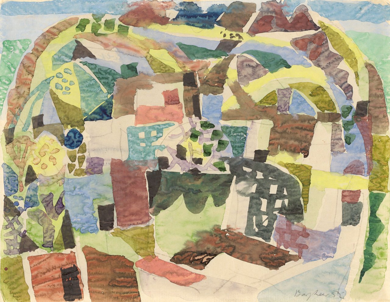 This picture shows the following artwork: Eduard Bargheer. ”Häuser in vulkanischer Landschaft”. 1952.
