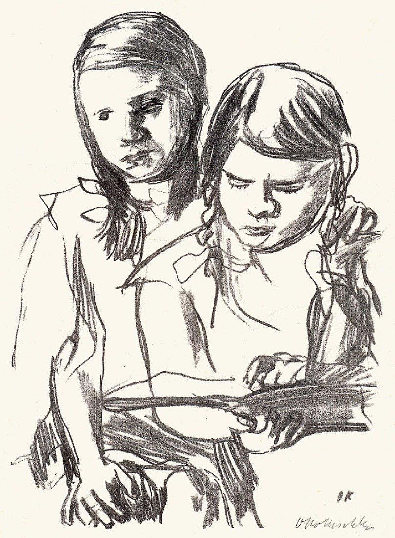 This picture shows the following artwork: Oskar Kokoschka. „Zwei lesende Mädchen“. 1931.