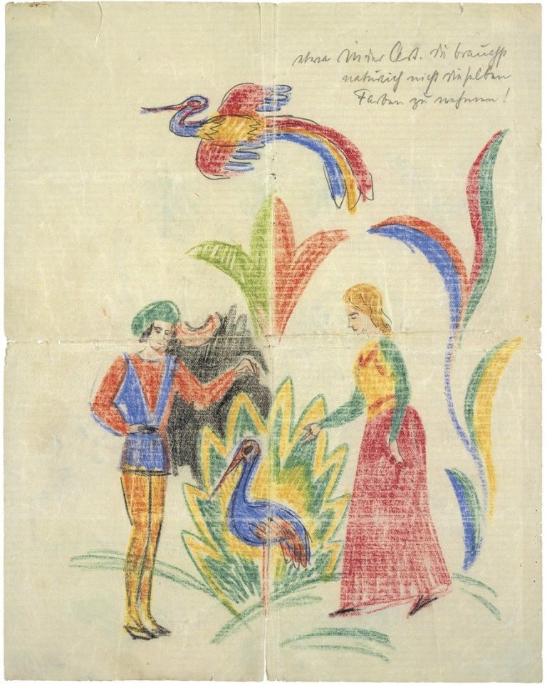 Auf diesem Bild ist das folgende Kunstwerk zu sehen: August Macke. „Paar mit Reiher“. Um 1912/13.