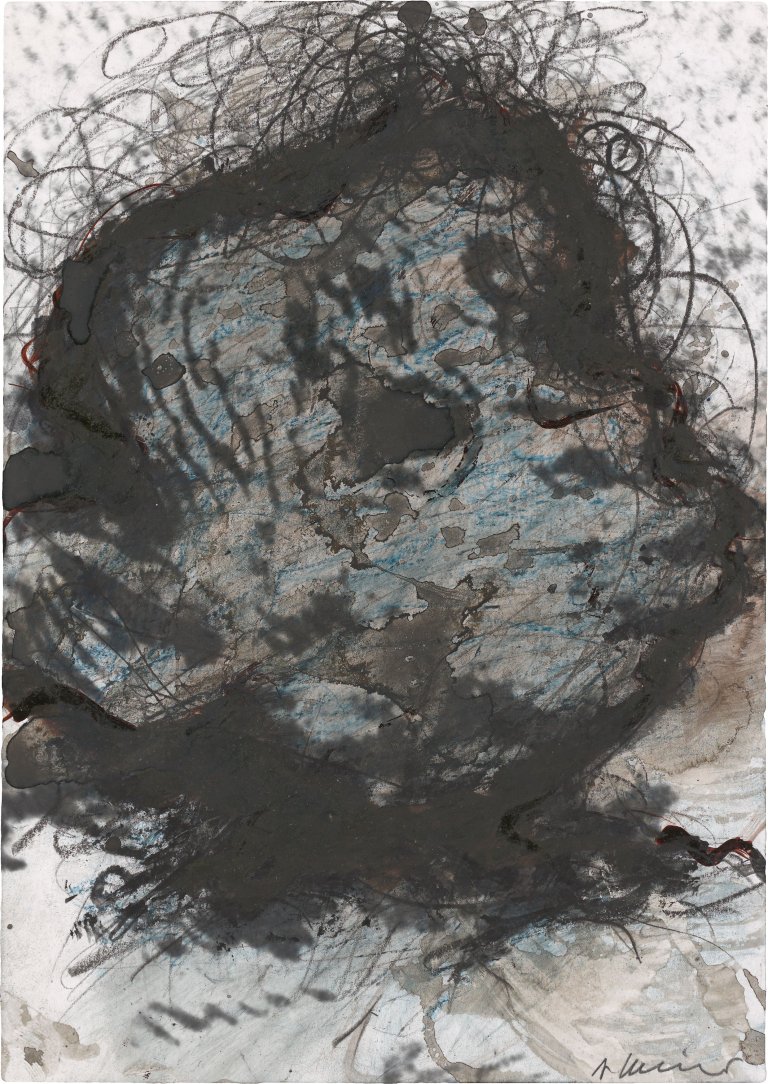 Auf diesem Bild ist das folgende Kunstwerk zu sehen: Arnulf Rainer. Ohne Titel, aus der Serie „Gesichter mit Goya“. 1983/84.