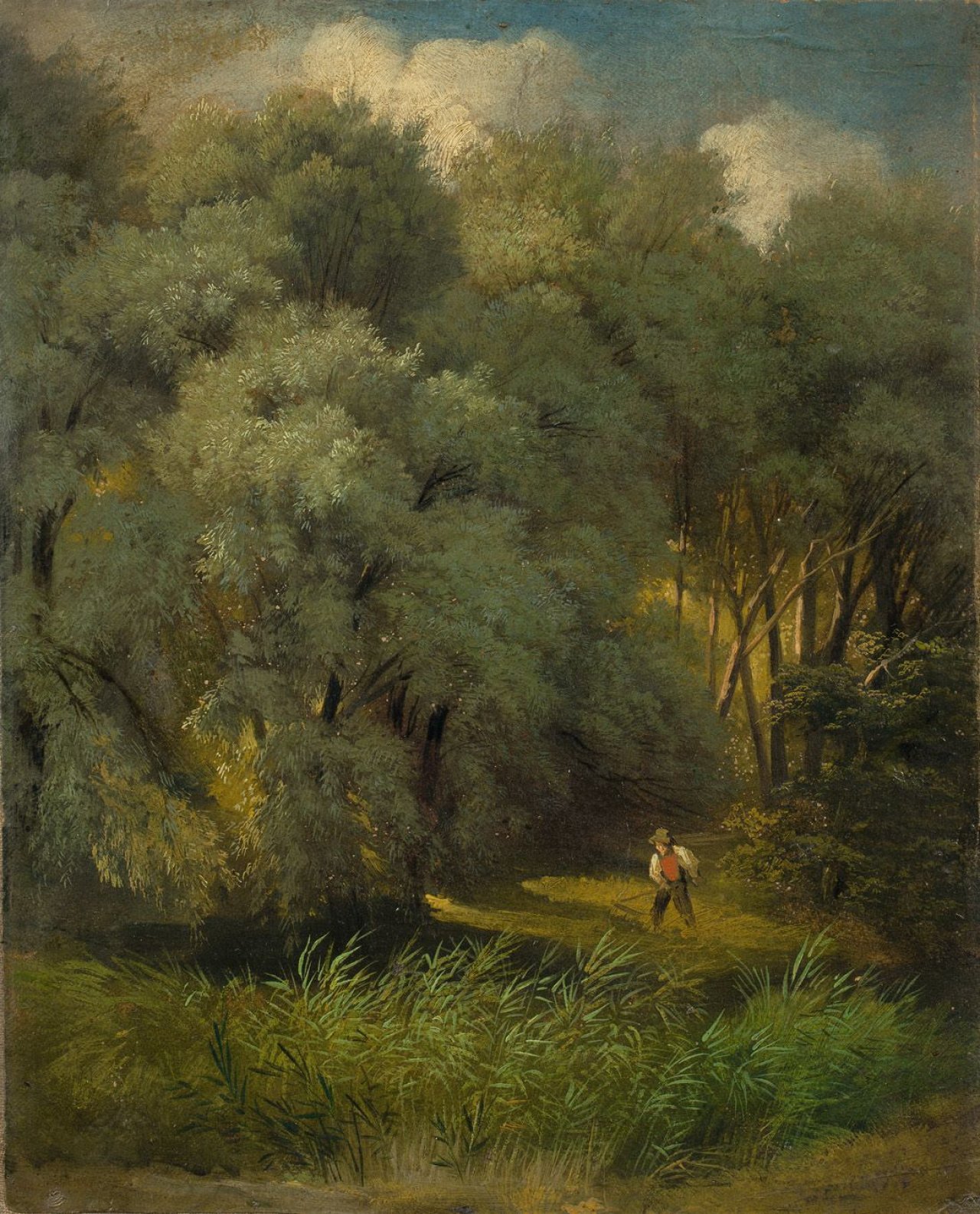 This picture shows the following artwork:  German, circa 1860. Auenlandschaft.