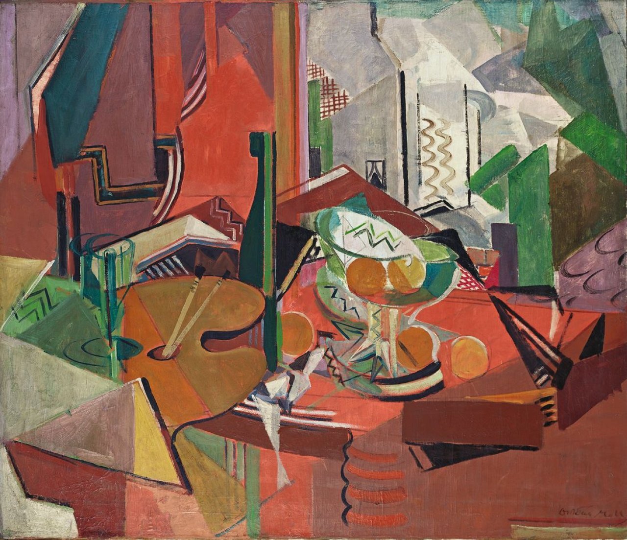Auf diesem Bild ist das folgende Kunstwerk zu sehen: Oskar Moll. „Stilleben mit Orangen“. 1931.