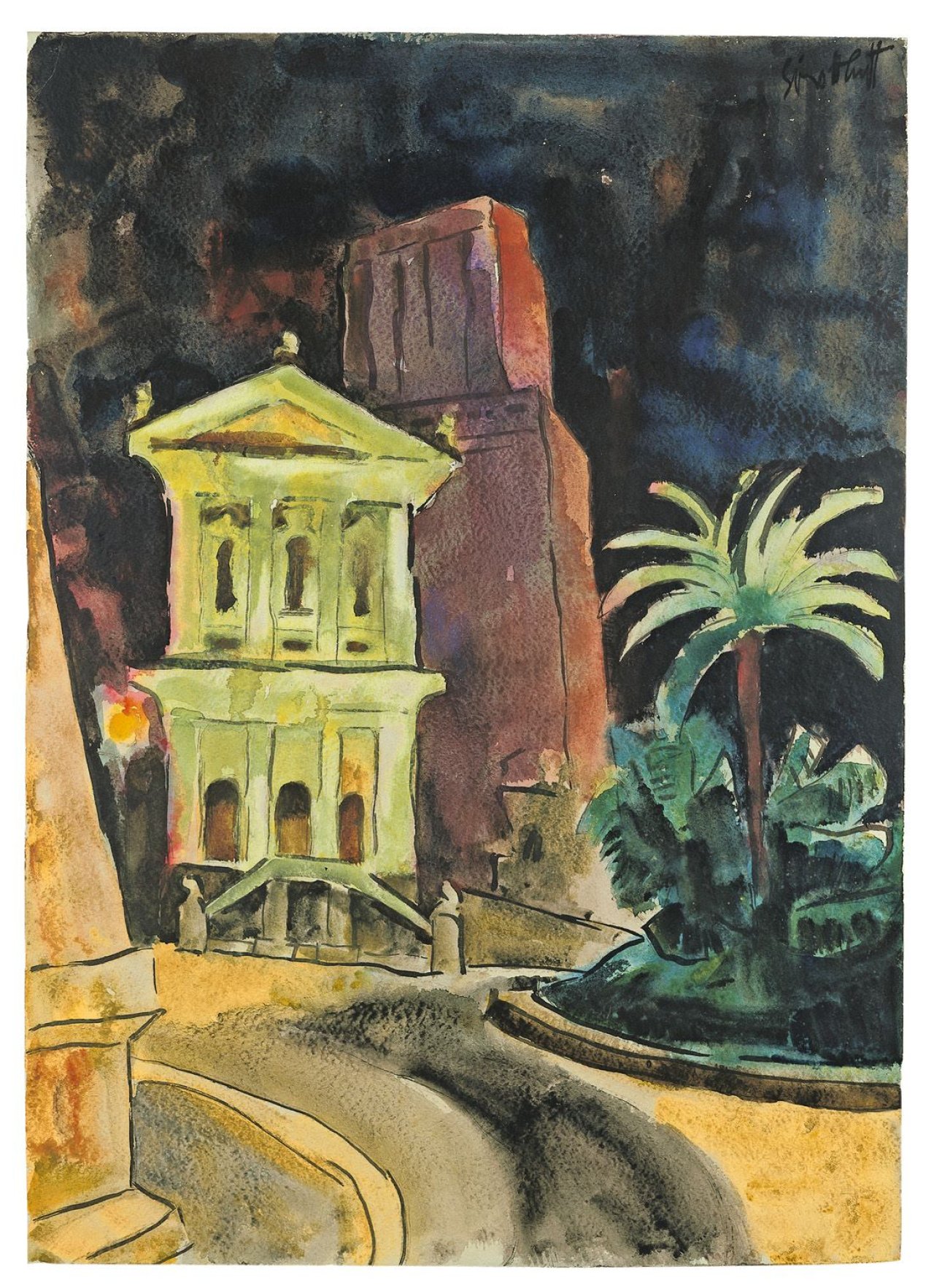 Auf diesem Bild ist das folgende Kunstwerk zu sehen: Karl Schmidt-Rottluff. „Am Torre di Nerone nachts“. Um 1930.