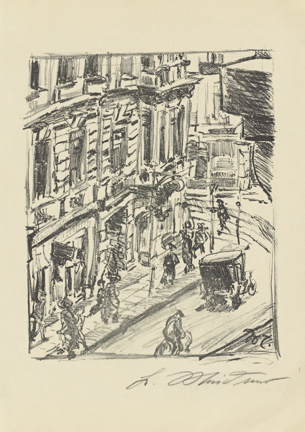 Auf diesem Bild ist das folgende Kunstwerk zu sehen: Ludwig Meidner. Straßenszene. 1923.