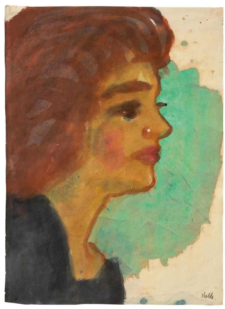 This picture shows the following artwork: Emil Nolde. „Frauenportrait im Profil nach rechts“. Circa 1920/1925.