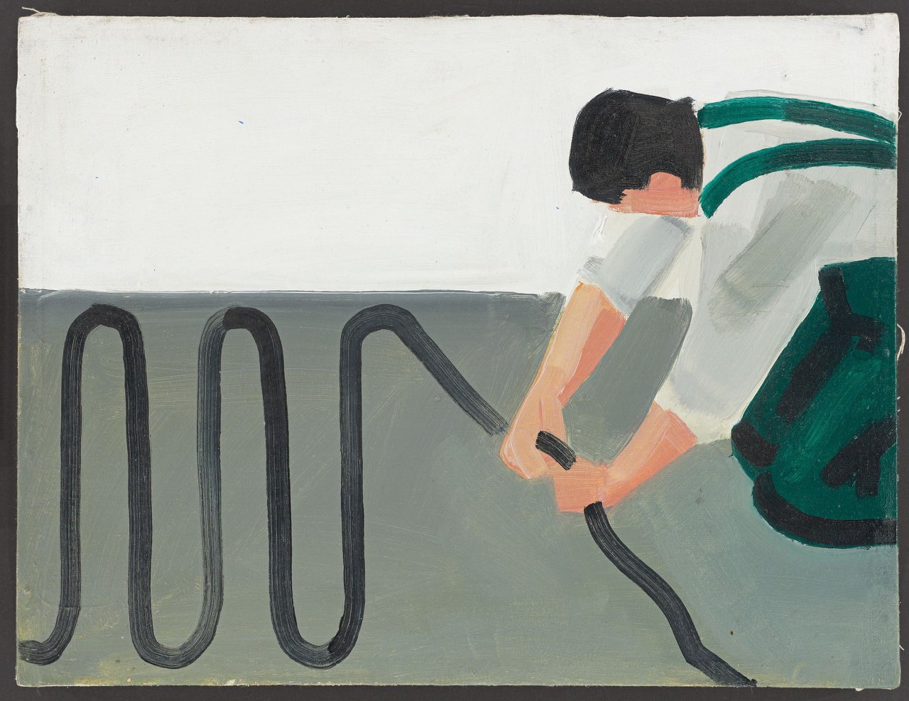 This picture shows the following artwork: Rafał Bujnowski. Montage der Fußbodenheizung. 1999.