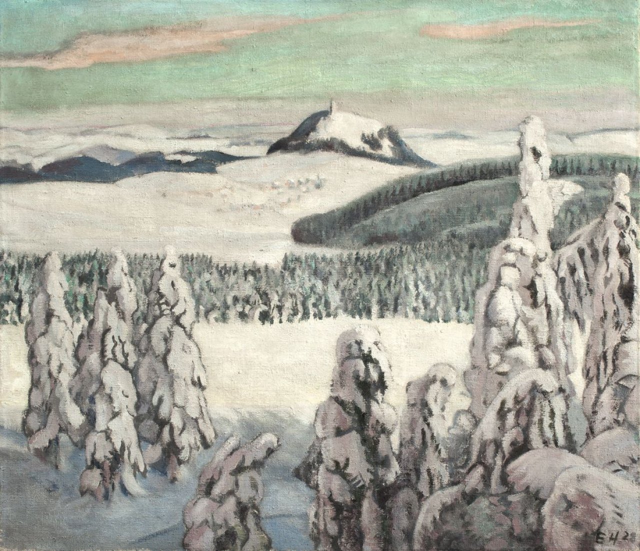 Auf diesem Bild ist das folgende Kunstwerk zu sehen: Erich Heckel. „Erzgebirgslandschaft“. 1928.