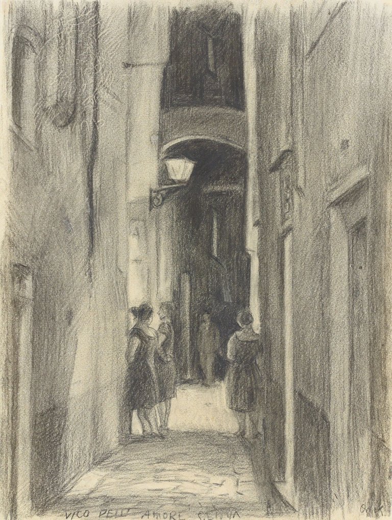 Auf diesem Bild ist das folgende Kunstwerk zu sehen: Emil Orlik. „Vico dell' Amore Genua“.