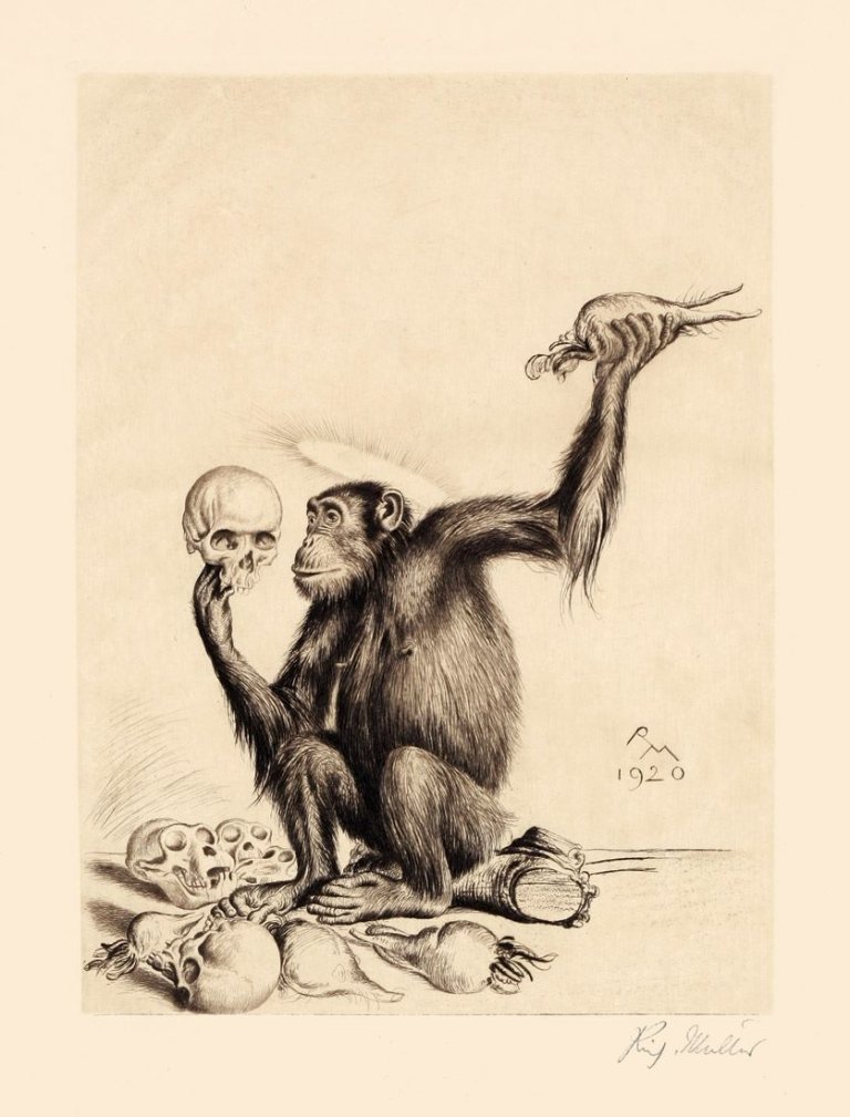 Auf diesem Bild ist das folgende Kunstwerk zu sehen: Richard Müller. „Encephalocranioskopie“. 1920.
