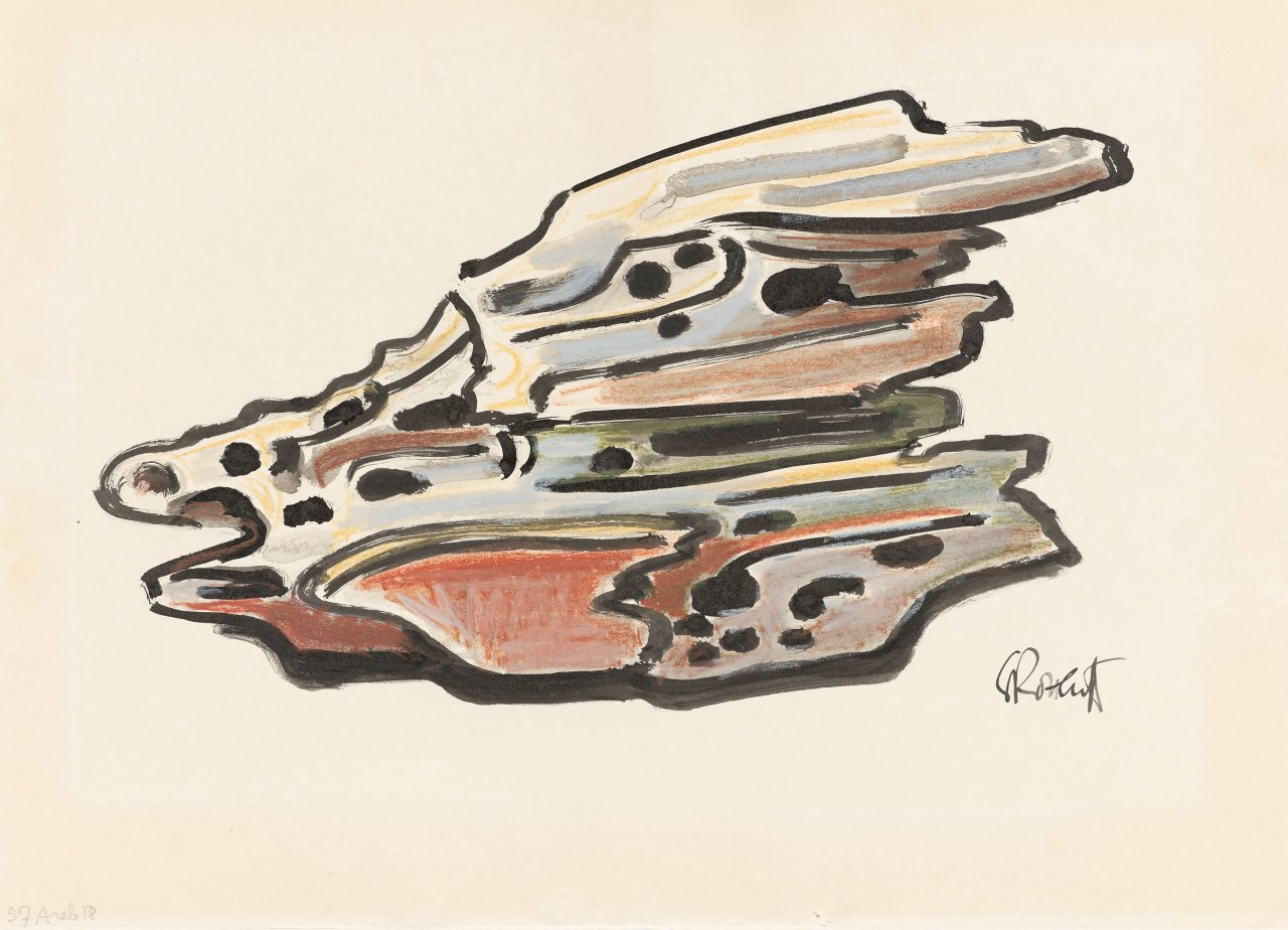 Auf diesem Bild ist das folgende Kunstwerk zu sehen: Karl Schmidt-Rottluff. „Hornissennest“. 1957.