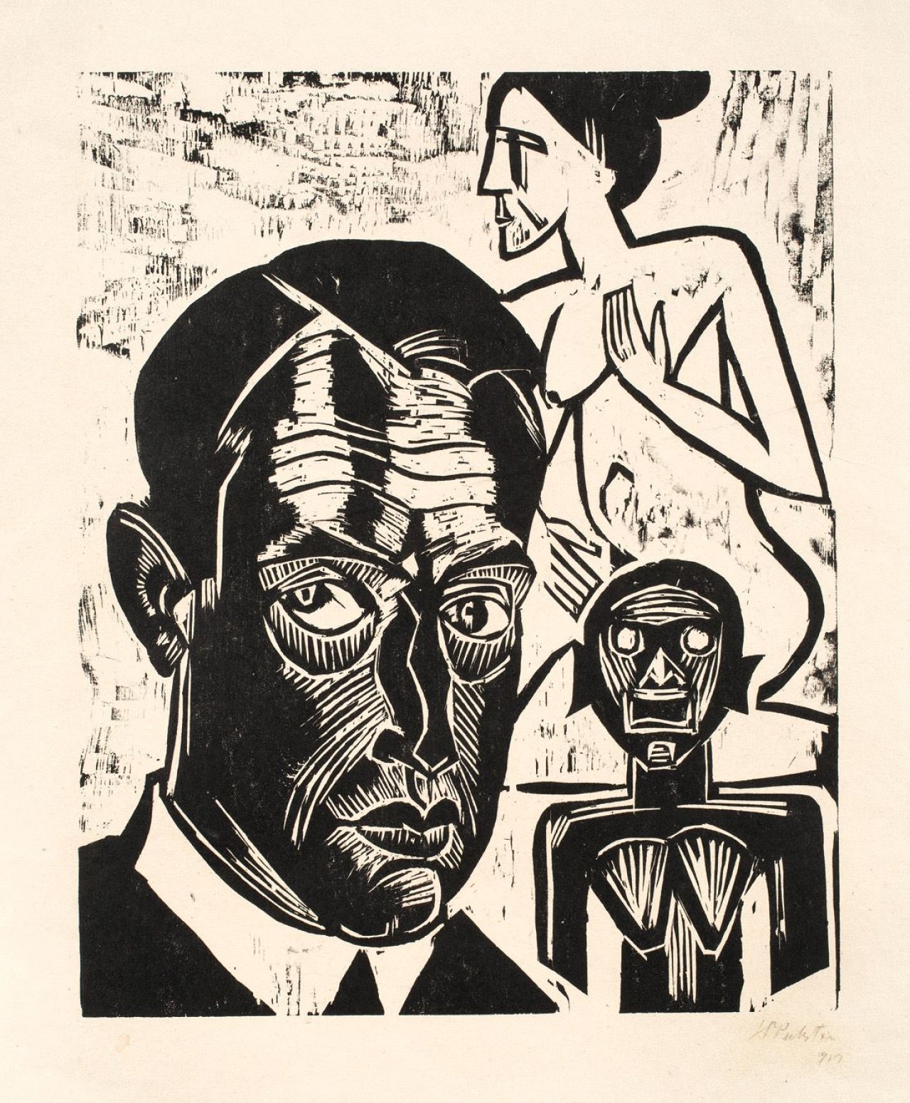 Auf diesem Bild ist das folgende Kunstwerk zu sehen: Max Pechstein. „Selbstbildnis im Atelier“. 1921.