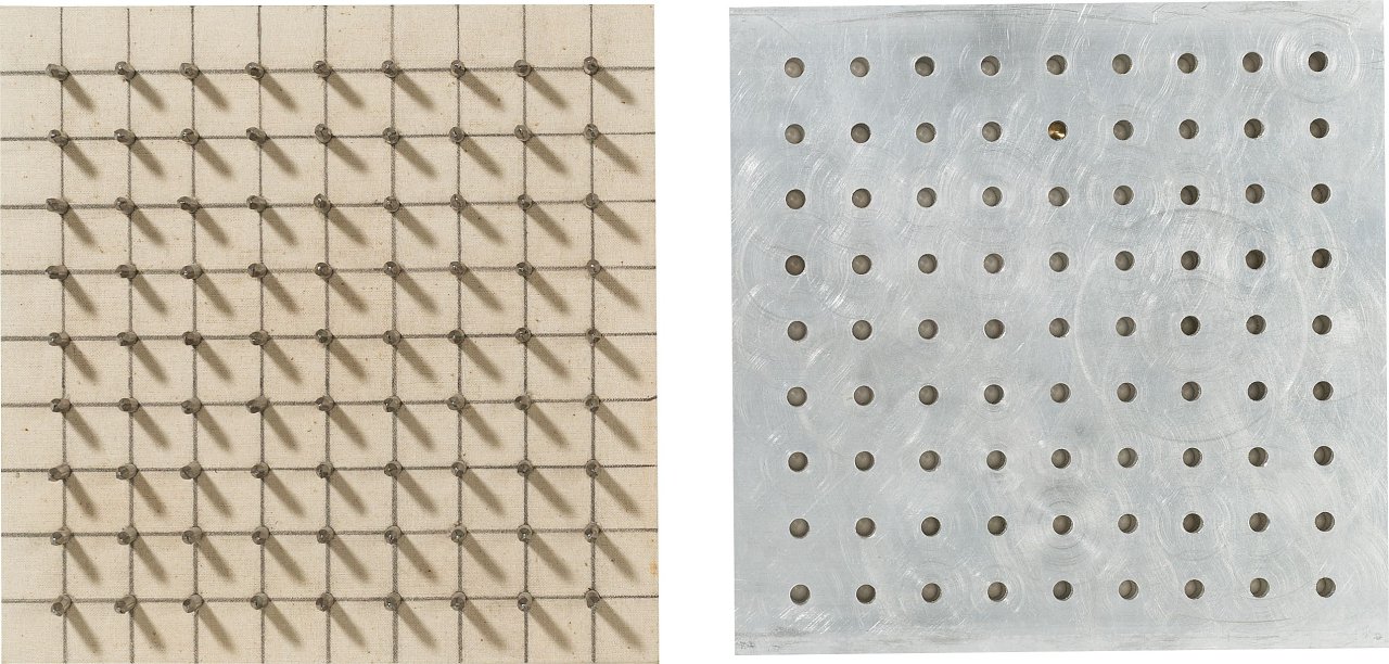 Auf diesem Bild ist das folgende Kunstwerk zu sehen: Günther Uecker. Positiv-Negativ. 1974.