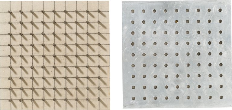 Auf diesem Bild ist das folgende Kunstwerk zu sehen: Günther Uecker. Positiv-Negativ. 1974.