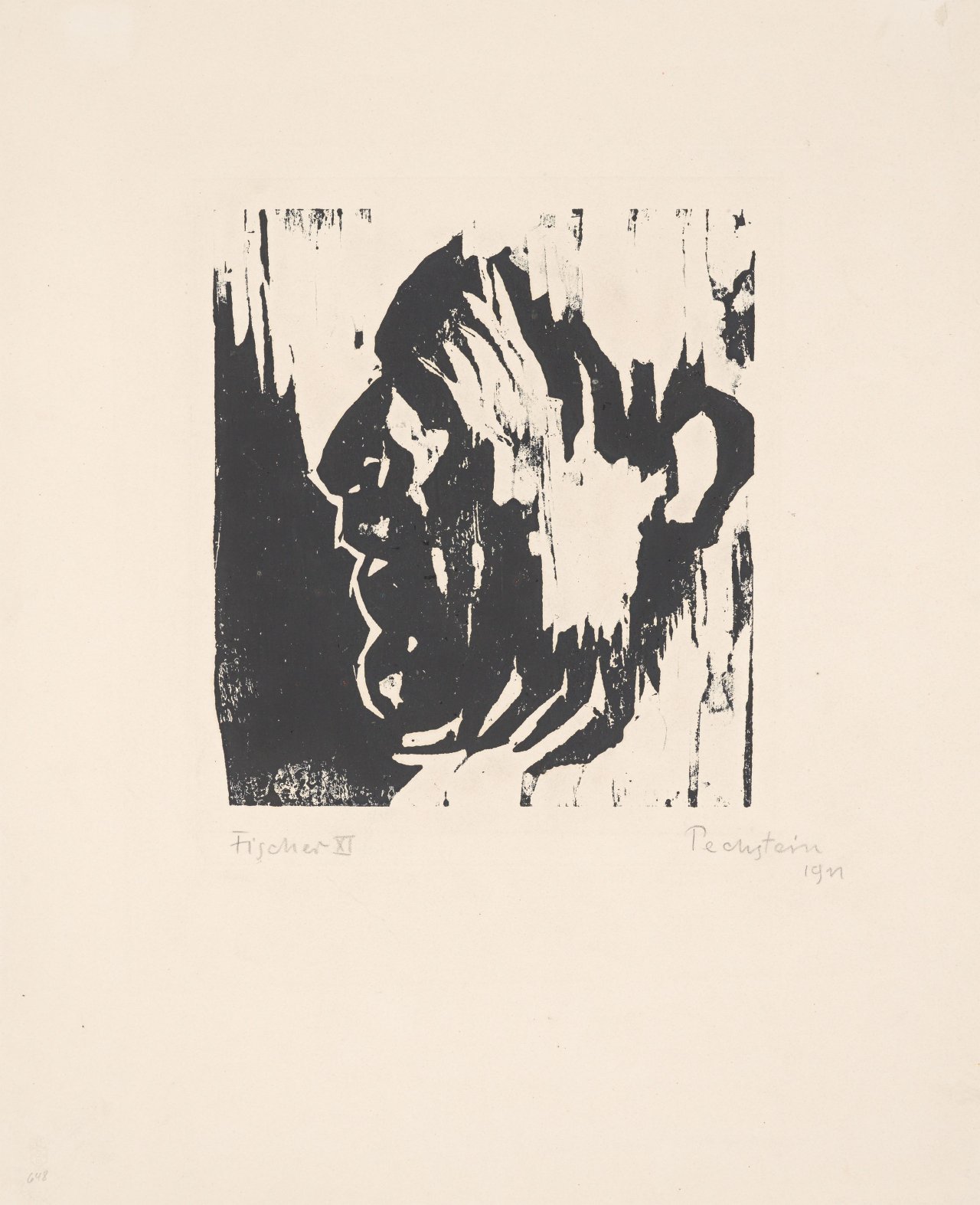 Auf diesem Bild ist das folgende Kunstwerk zu sehen: Max Pechstein. „Fischerkopf IV“. 1911.